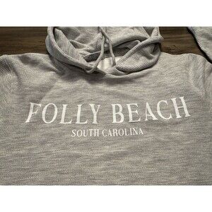 COMFORT AUTHENTIC HOODED SWEATSHIRT FOLLY BEACH SC UNISEX SZ L WAFFLED